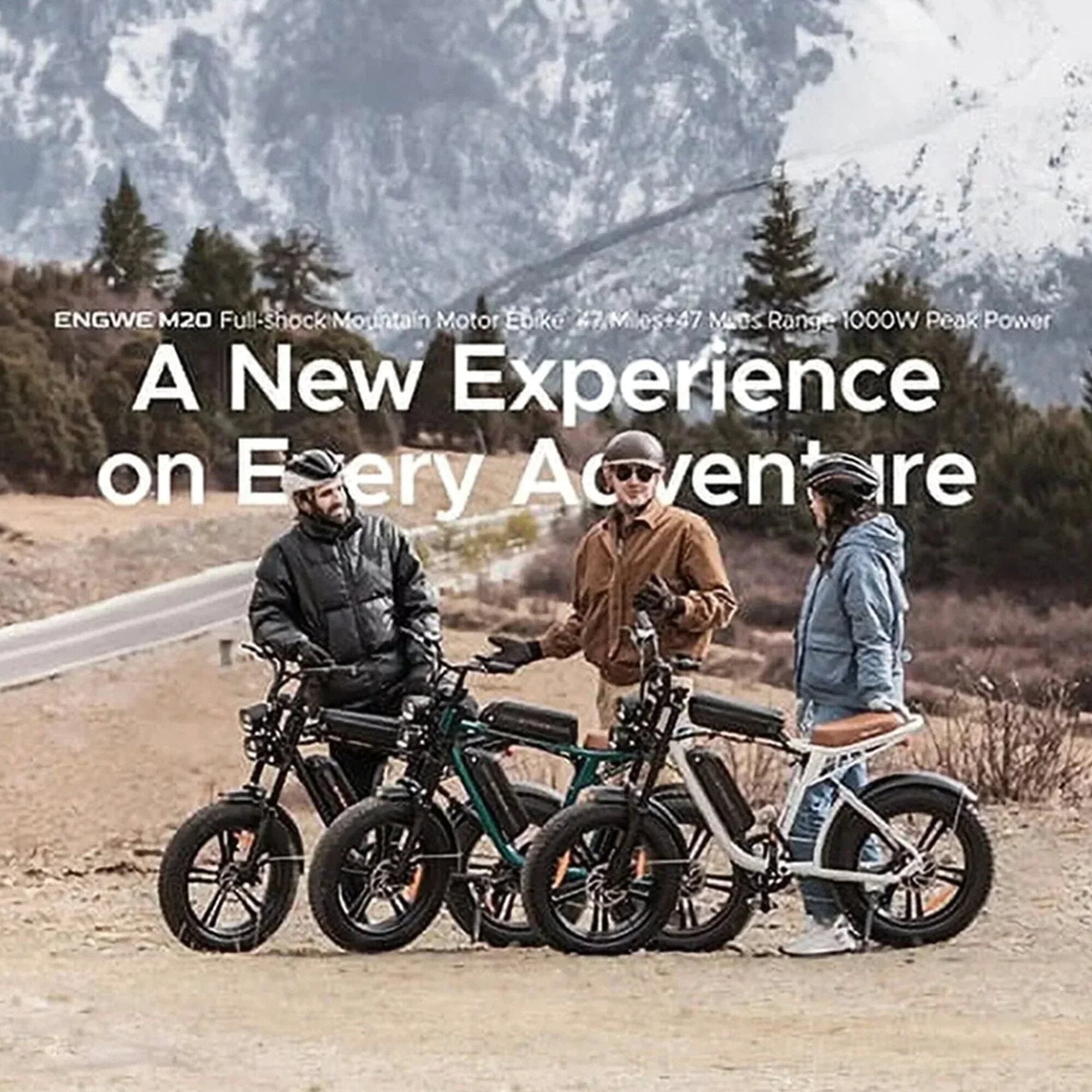 ENGWE Adult Electric Bike, Retro Style, 1000W, 28 Mph, 94 Miles, 20 x 4.0 Inch Fat Tires, Full Suspension - M20