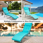 7 Position Folding Outdoor Chaise Lounge Chair With Cushion And Pillow