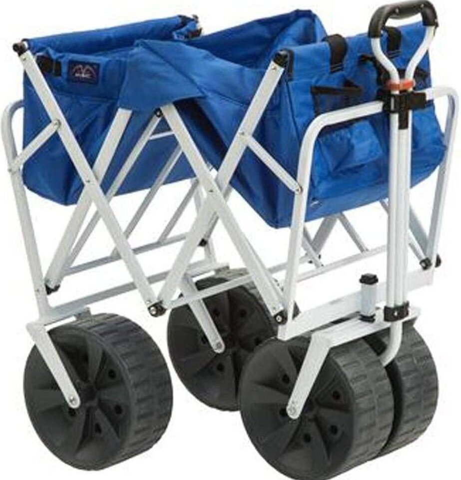 Mac Sports Heavy Duty Collapsible All Terrain Utility Beach Wagon Cart Blue/Black