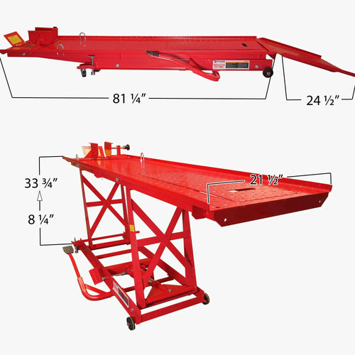 1,000 Lb Hydraulic Motorcycle Lift Table, Extra Long Heavy Duty