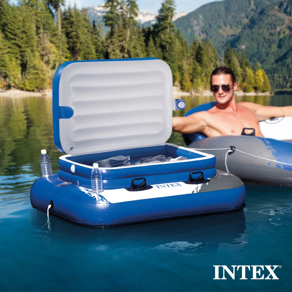 INTEX Ultra XTR Above Ground Pool 24ft x 12ft x 52in With 2 Floating Recliners And Mega Chill II Cooler
