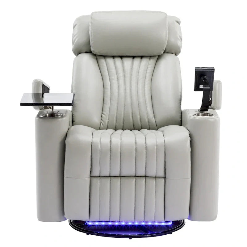 Power Home Theater Recliner Chair, 34.6 D x 38.2 W x 41.4 H, 110-160 Recline, 270 Swivel