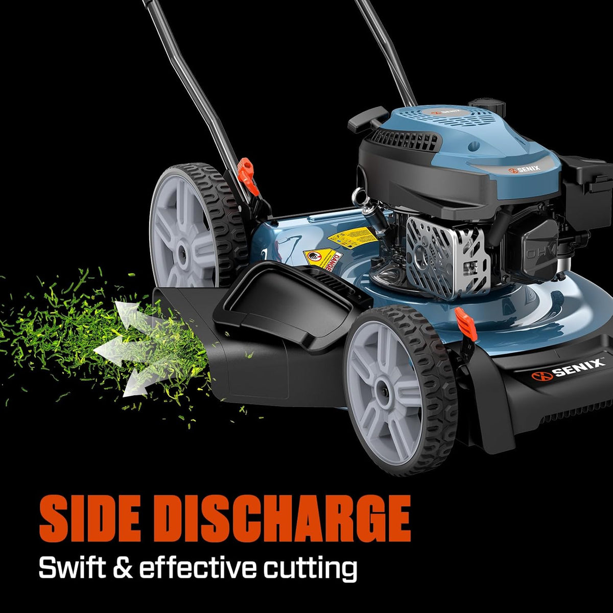SENIX Gas Lawn Mower 144 cc 21 inch 2-in-1 Push, 4-Cycle Engine, 6-Position Cutting Height
