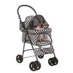Foldable Pet Travel Stroller For Cats & Dogs, Waterproof, 4 Wheels, Black
