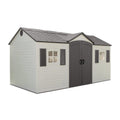 Lifetime Plastic Storage Shed, Side Entry, 15 ft. W x 8 ft. D, Gray/Beige - 6446