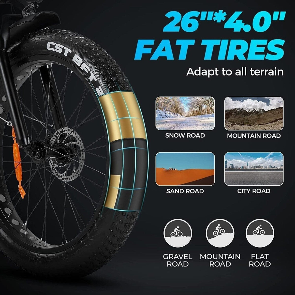 Electric Mountain Bike With 48V/15Ah Lithium Battery - 750W