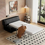 Twin-Fold Ottoman Sleeper Bed With PU Upholstery And Integrated Mattress
