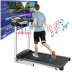 Tikmboex Folding Treadmill, 3.25HP, 10in HD TV Movie Touchscreen, Silver