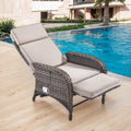 OPOHORO Outdoor Recliner Chair With Cushion, Beige, 1-Pc