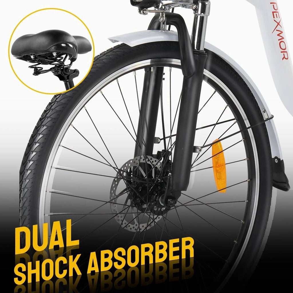 PEXMOR Adult City Commuter Electric Bike 350W Peak 500W 36V 12.5AH 26in Shimano 6-Speed