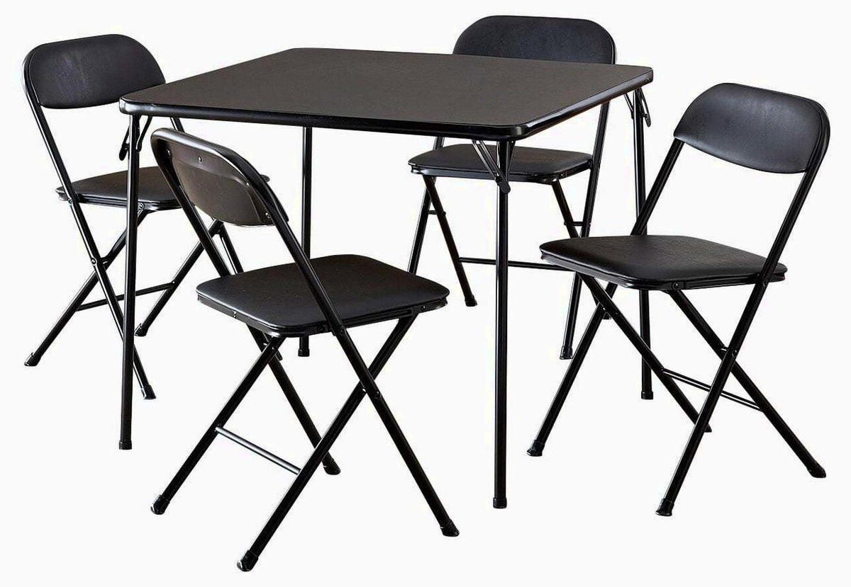 Cosco 5-Piece Folding Card Table Set, Black - Vinyl Seats - 37523BLK1W
