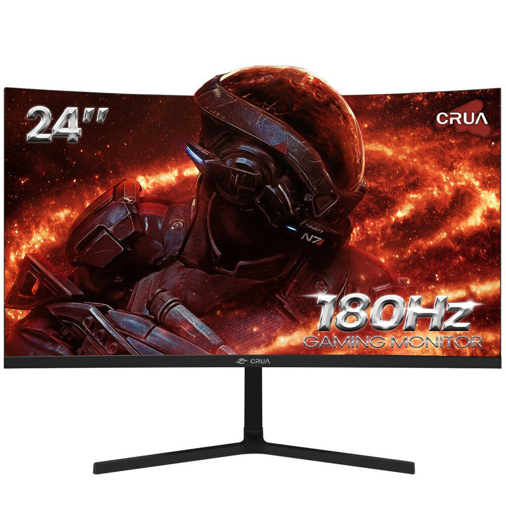 CRUA 24 Inch Curved Gaming Monitor FHD 1080P 180Hz VA Panel Black - CR240DM