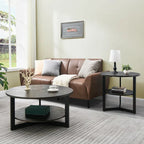 Round Coffee Table With Storage Shelf - 33.5 in