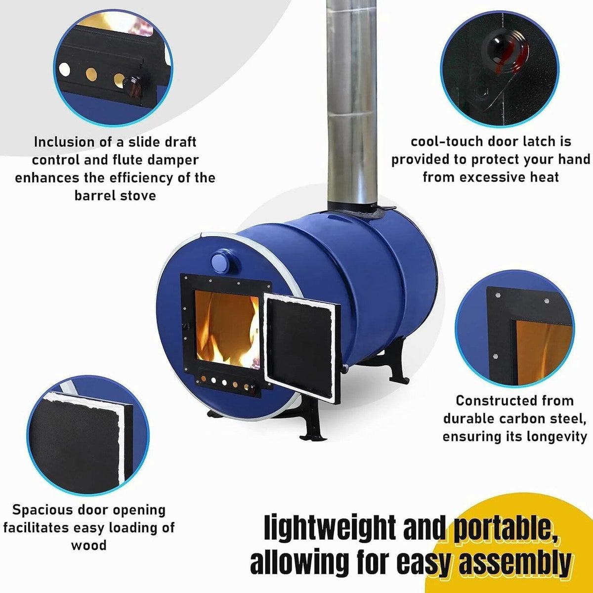 Sonret Barrel Wood Stove Kit for 30-55 Gallon Drums - Kit C