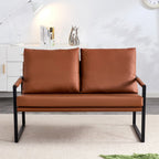 Modern Two-Seater Sofa Chair With 2 Pillows, PU Leather, Brown - SF-D008