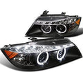Spec-D Tuning BMW E90 3-Series 4Dr LED Dual Halo Black Projector Head Lights - 2LHP-E9005JM-8-TM