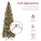 Best Choice Products 6ft Pre-Lit Partially Flocked Pencil Christmas Tree With 250 Lights And Pine Cones