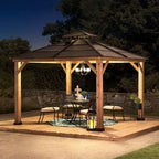 Sunjoy 10x10 ft Cedar Gazebo With Steel Two-Tier Hip Roof - A102008500