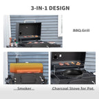 Outsunny Charcoal Grill BBQ With Adjustable Charcoal Height, Black - 846-077