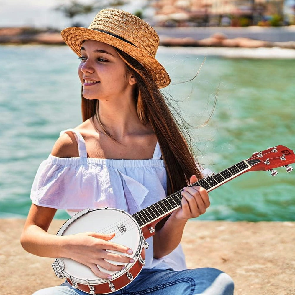 Vangoa 26 Inch Mini Travel Banjo With Remo Head And Beginner Kit