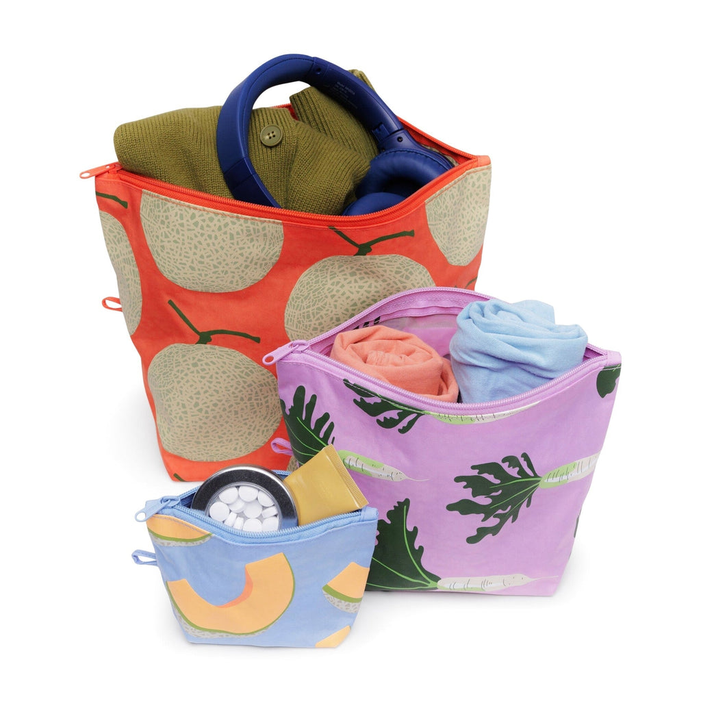 Baggu Recycled Nylon Go Pouches, Set Of 3, Japanese Produce
