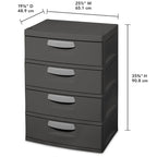 Sterilite 4 Drawer Plastic Storage Unit, Dark Gray, 1 Count - 4 Drawer Unit