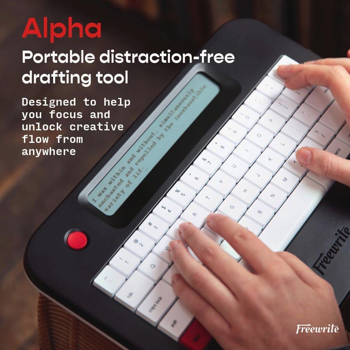 Freewrite Alpha Digital Typewriter - Backlit LCD, Wi-Fi Backup