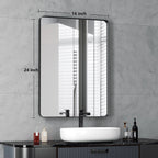 Framed Wall Vanity Mirror With Rounded Corners, 1 Piece