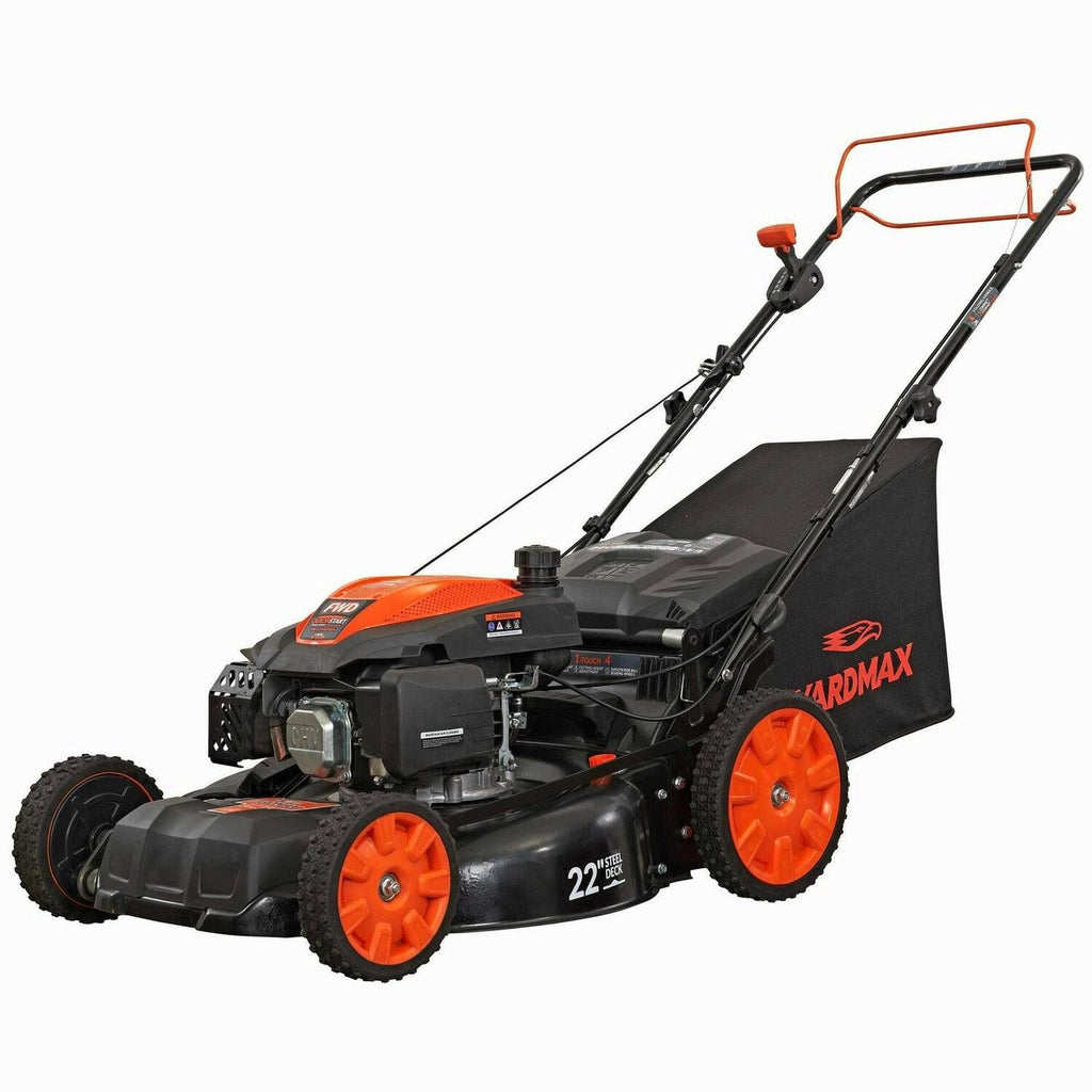 YARDMAX 22 inch 201cc 3-in-1 Gas Self-Propelled Lawn Mower With CVT And High Wheels - YG2860