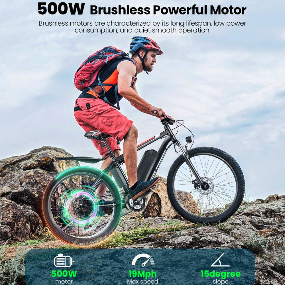 Gocio Adult Electric Mountain Bike 26 inch 500W 48V 7.8AH