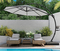 LAUSAINT HOME 11 FT Beige Curvy Cantilever Patio Umbrella With Base