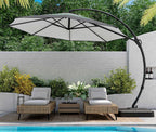 LAUSAINT HOME 11 FT Beige Curvy Cantilever Patio Umbrella With Base
