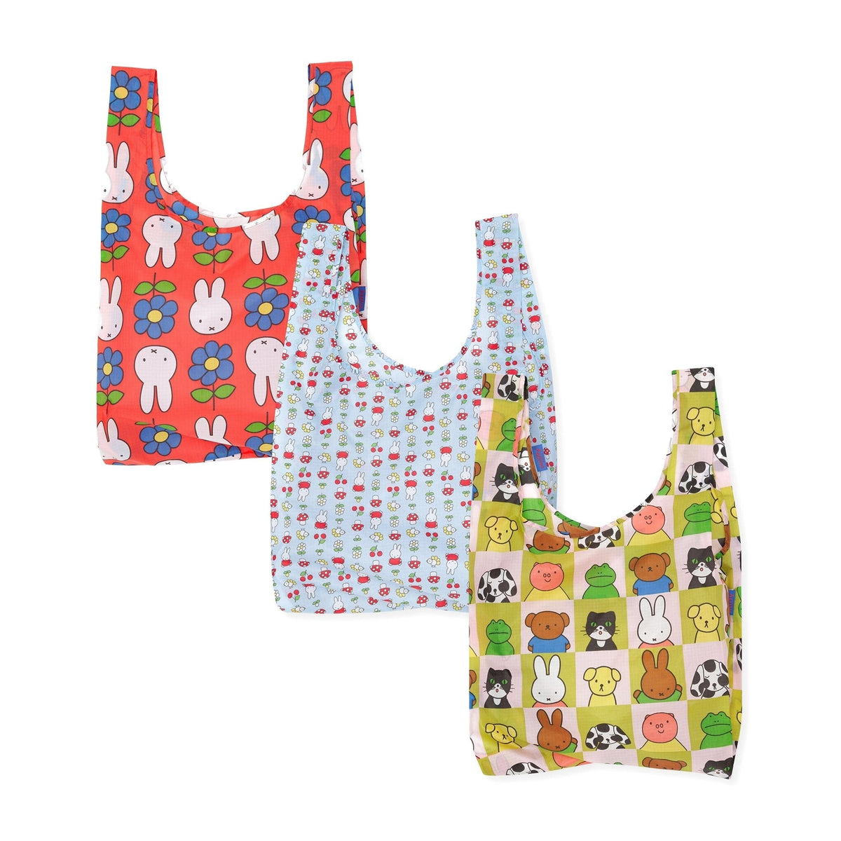 Miffy Baggu Recycled Ripstop Nylon Standard Tote Bags, Set Of 3