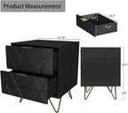 RSJIWOGZ Black Nightstand With 2 Drawers 17.7 in W
