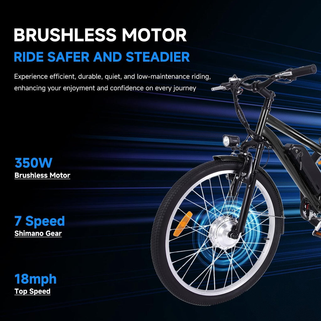 26 Inch Adult 3 Wheel Electric Tricycle With Basket, Fat Tires, 7 Speeds, 350W Motor, 36V 10Ah Battery - BICYCLE