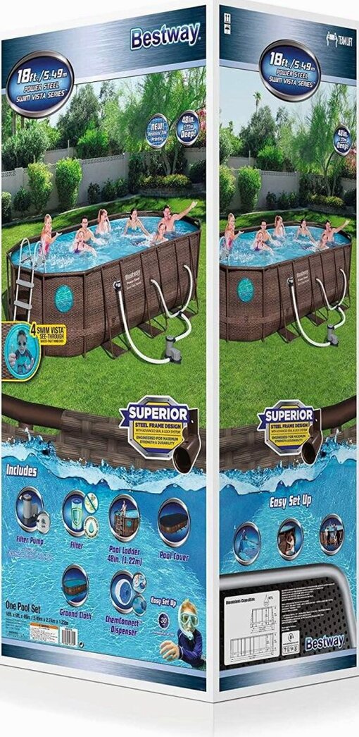 Bestway Power Steel Above-Ground Pool Set, 18-foot x 9-foot x 48-inch