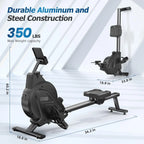 Neche Folding Magnetic Rowing Machine, 16 Resistance Levels, 350lb Weight Capacity, Black