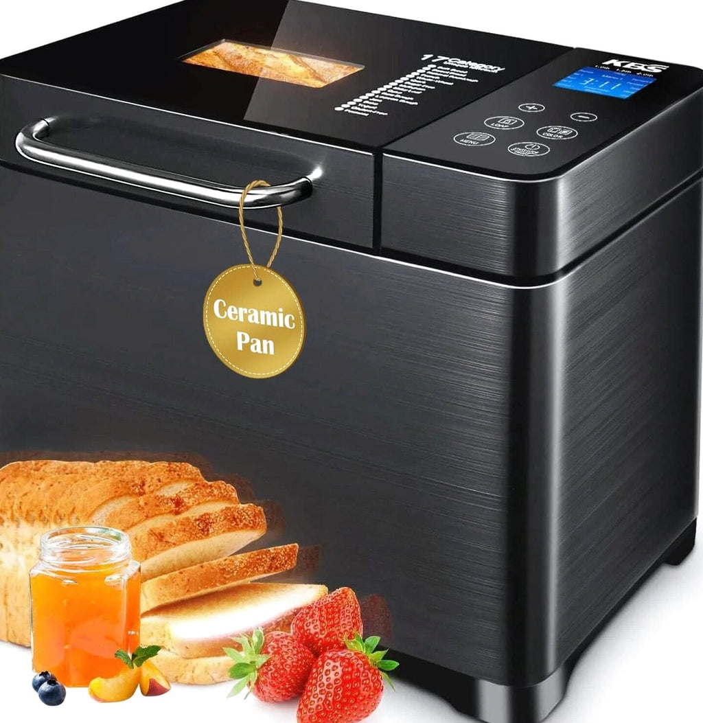 KBS 17-in-1 Stainless Steel Bread Machine, 710W, 2 lb - Dual Heaters