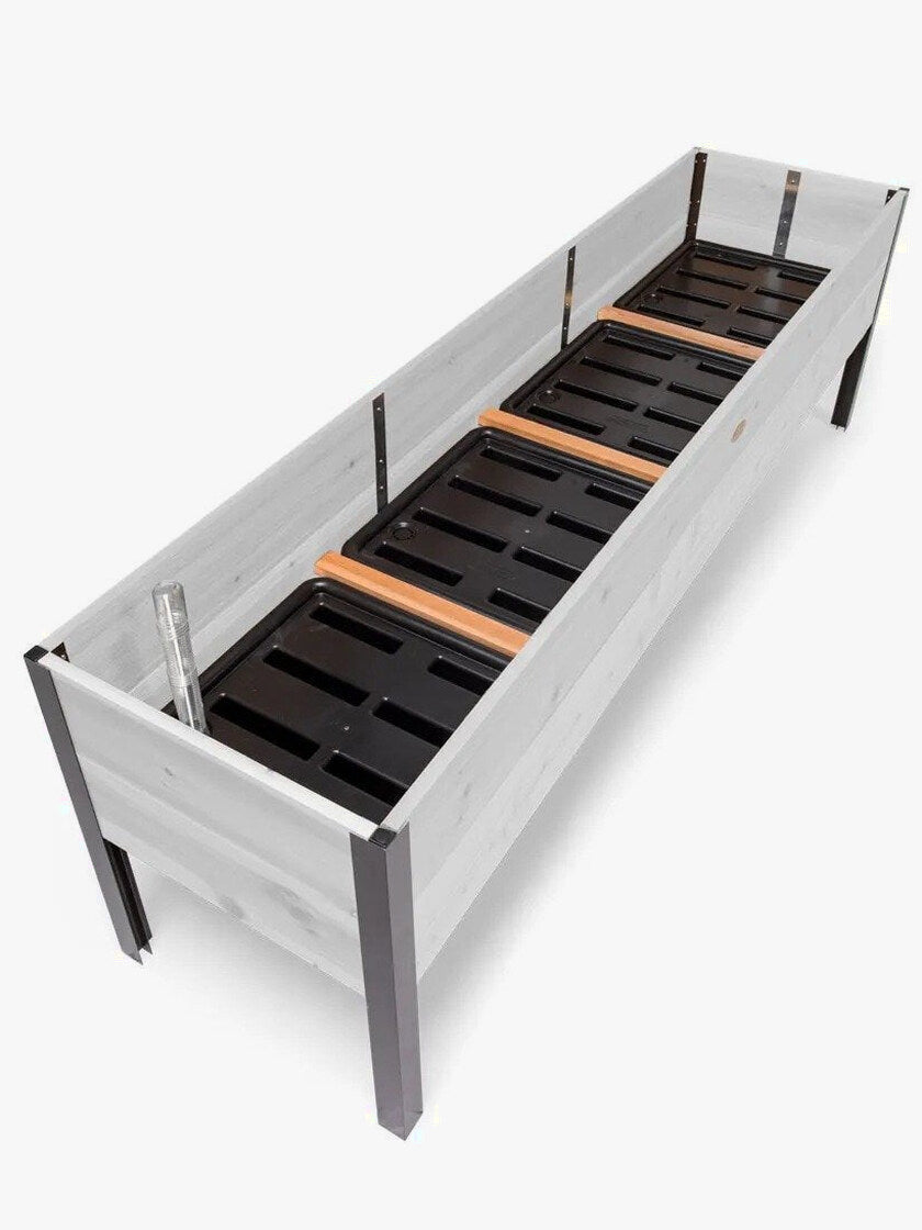 Self-Watering Eco-Stained Elevated Planter Box, Lakeside Cedar, 96 in x 24 in x 29 in