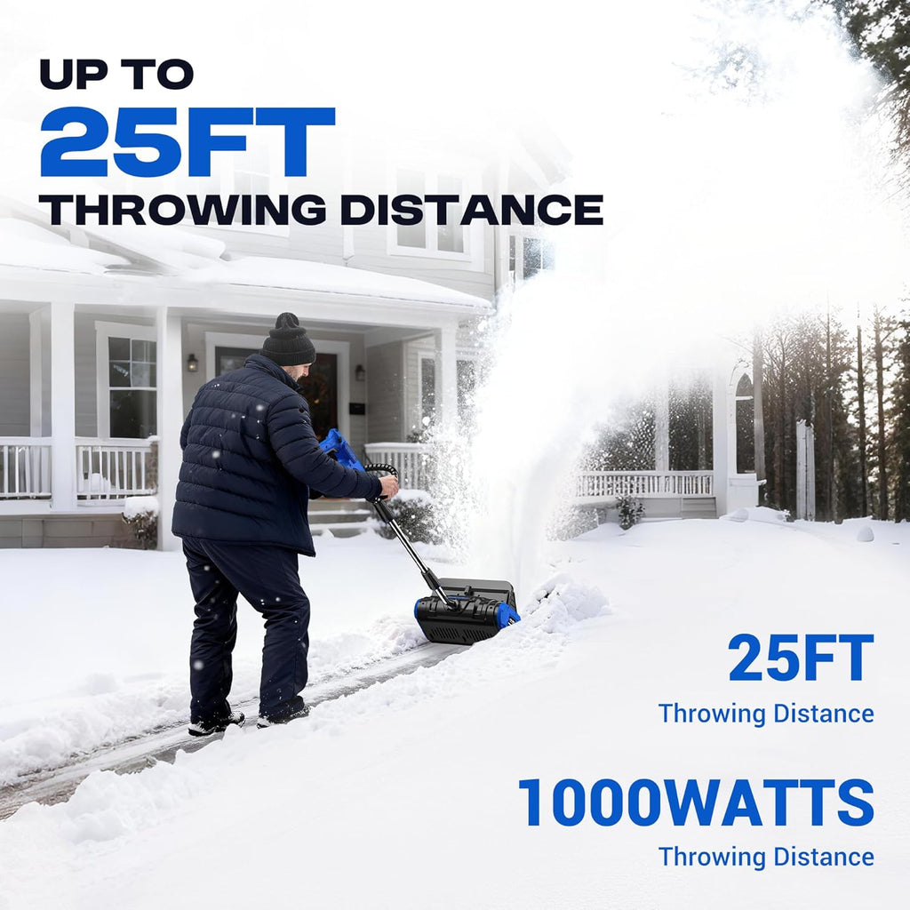 POXURIO 40V Cordless Snow Shovel, 13 Inch Width, 6 Inch Depth, 2 x 4.0Ah Batteries