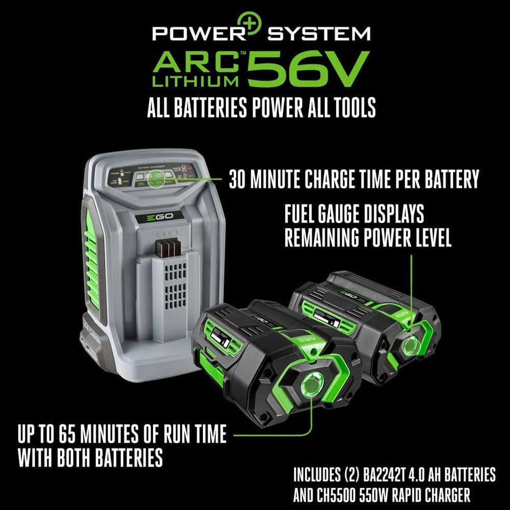 EGO Power+ 21-Inch 56-Volt Lithium-Ion Self-Propelled Cordless Lawn Mower With 2 4.0Ah Batteries And Rapid Charger - LM2102SP-A