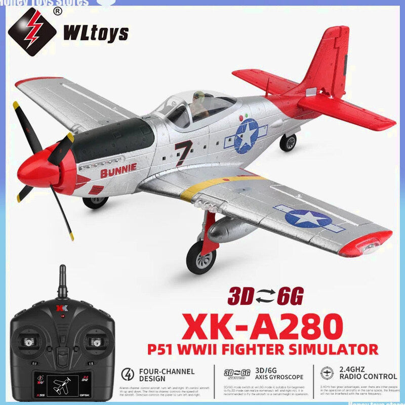 RC Plane 2.4G 4CH 3D6G P51 Fighter 56CM x 49CM - A280