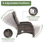 OPOHORO Outdoor Recliner Chair With Cushion, Beige, 1-Pc