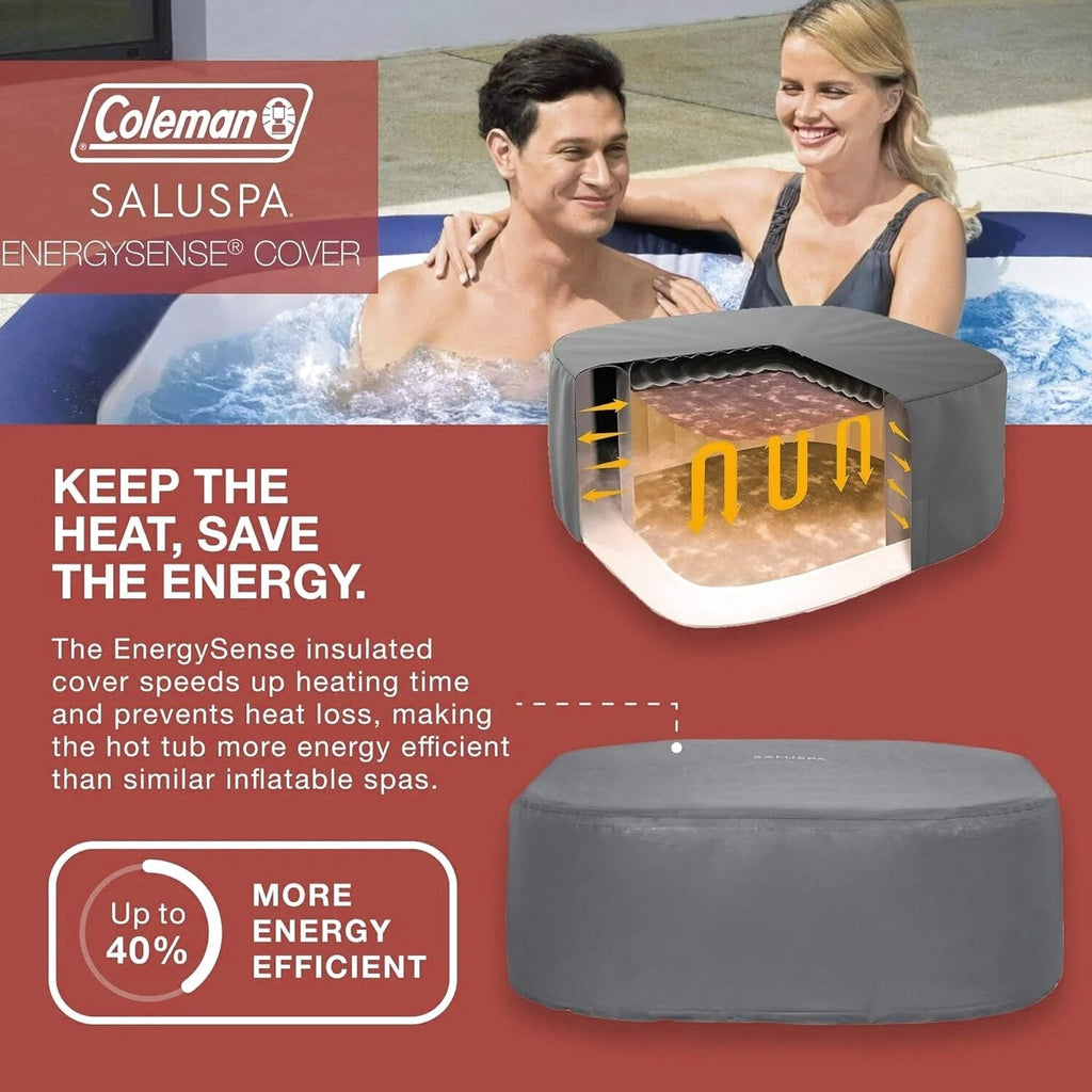 Coleman 4 To 6 Person Square Inflatable Hot Tub With 114 AirJets, Gray - 15442