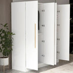 FUFU&GAGA Solid Wood Freestanding Wardrobe Closet With Internal Shelves And Hanging Space
