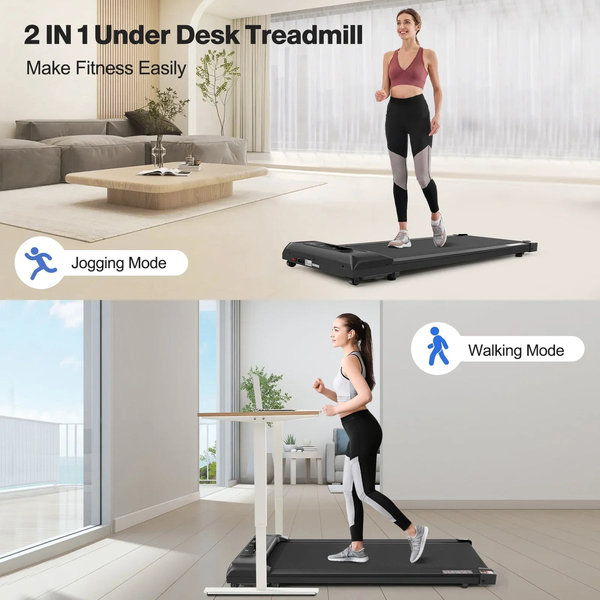 Tikmboex Under Desk Treadmill 2.5HP With LED Display, Remote And APP Dual Control