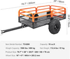 VEVOR ATV UTV Tow-Behind Dump Cart 1500 lb 15 cu ft