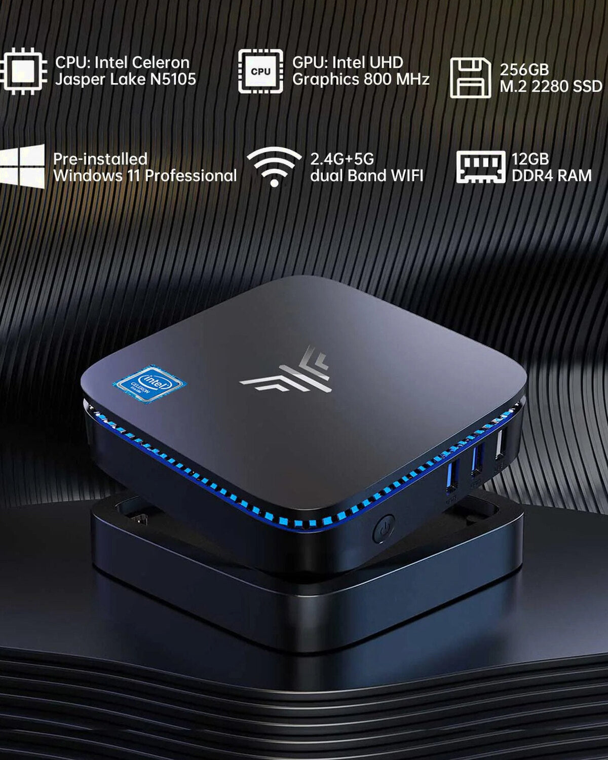 Kamrui Mini PC AK1 Pro 12GB RAM 256GB SSD
