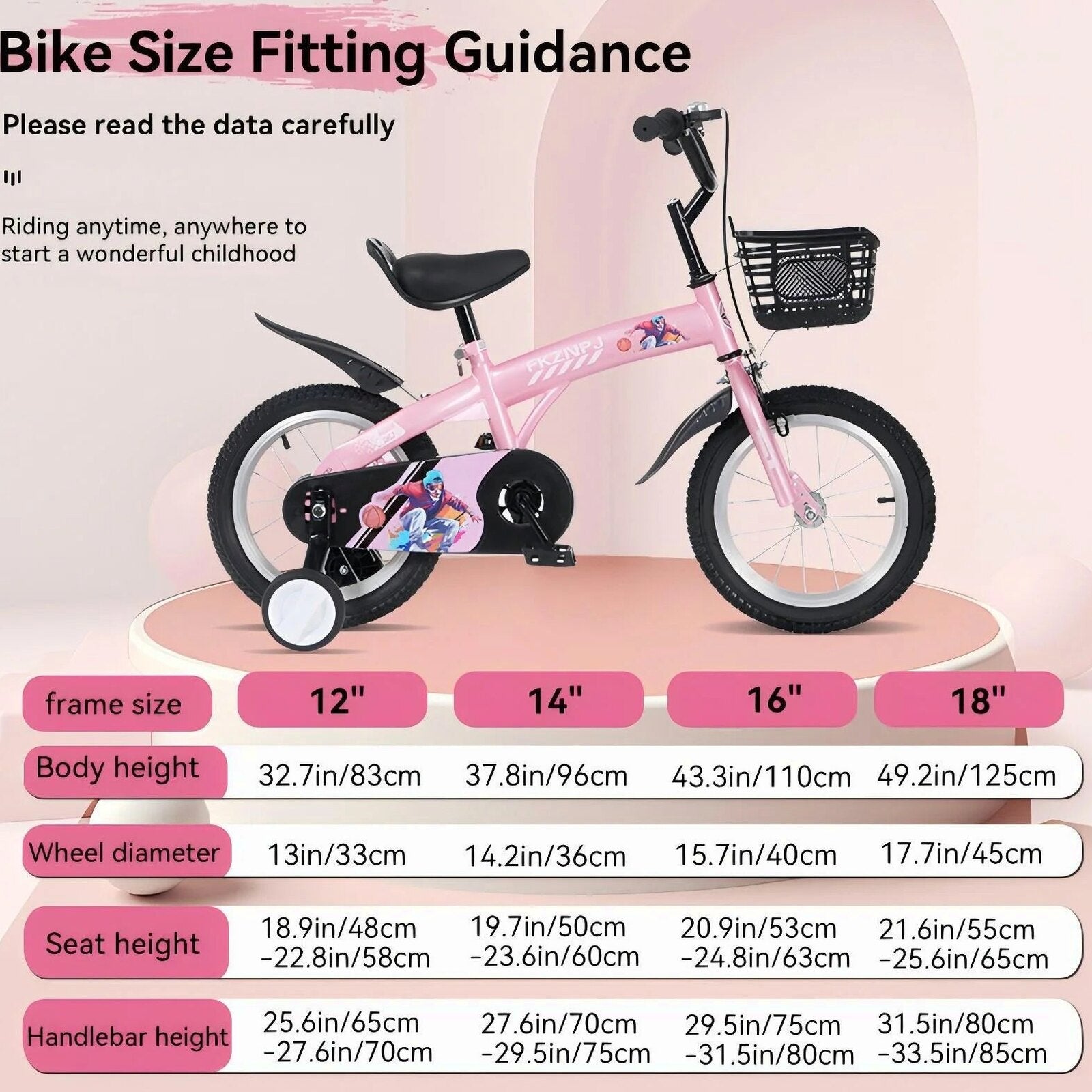 Baprem Girls' Bicycle, 18 Inch, Pink - Single Speed