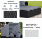 RELAX4LIFE Patio Daybed With Canopy, Cushions, 4 Pillows And 2 Side Trays, Turquoise - B0BYSN7GC7